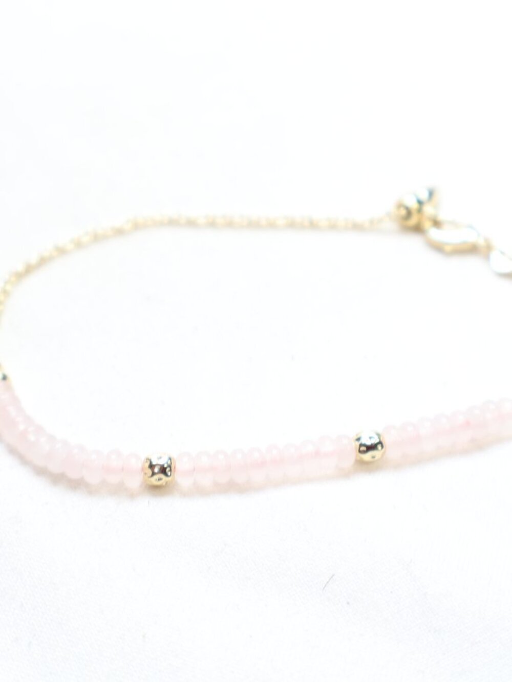 Kendra Scott Gold Tone Rose Quartz Deliah Delicate Bracelet $75 - Picture 3 of 4
